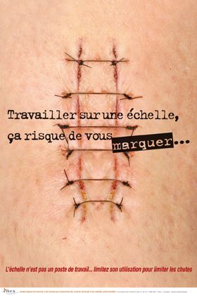 Travailler sur une échelle, ça risque de vous marquer... L\'échelle n\'est pas un poste de travail... limitez son utilisation pour limiter les chutes