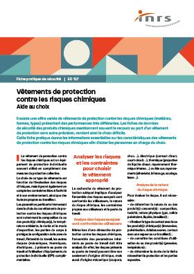 Vêtement de protection contre les risques chimiques