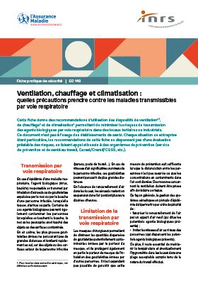 Ventilation, chauffage et climatisation : quelles précautions prendre contre les maladies transmissibles par voie respiratoire