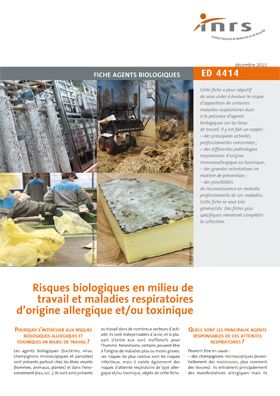 Risques biologiques en milieu de travail et maladies respiratoires d\'origine allergique et/ou toxinique