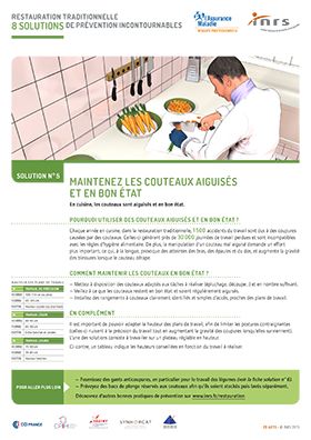 Restauration traditionnelle. Maintenez les couteaux aiguisés et en bon état