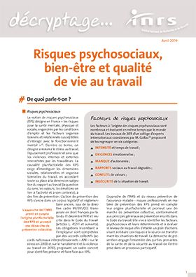 Risques psychosociaux, bien-être et qualité de vie au travail
