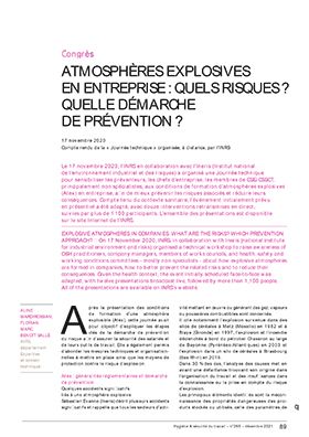 Hygiène et sécurité du travail, revue trimestrielle scientifique de l\'INRS