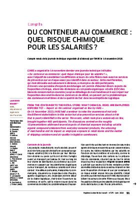 Hygiène et sécurité du travail, revue trimestrielle scientifique de l\'INRS