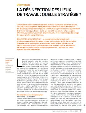 Hygiène et sécurité du travail, revue trimestrielle scientifique de l\'INRS