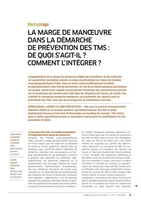 Hygiène et sécurité du travail, revue trimestrielle scientifique de l\'INRS