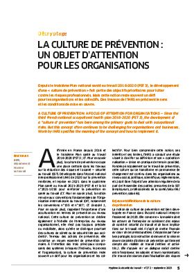 Hygiène et sécurité du travail, revue trimestrielle scientifique de l\'INRS