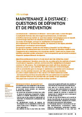 Hygiène et sécurité du travail, revue trimestrielle scientifique de l\'INRS
