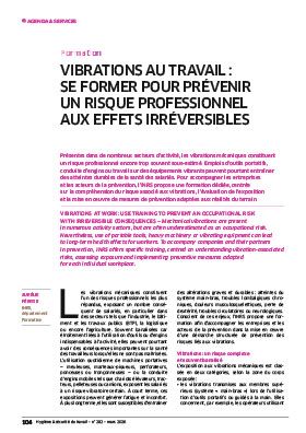 Hygiène et sécurité du travail, revue trimestrielle scientifique de l\'INRS