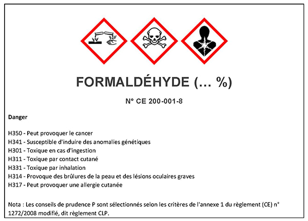 Eléments d’étiquetage des solutions de formaldéhyde. Eléments d’étiquetage des solutions de formaldéhyde.