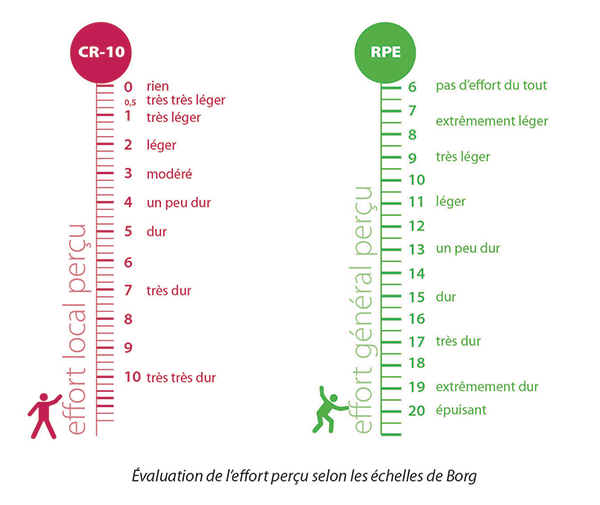 Echelles d'évaluation subjective RPE©® et CR10©® de Borg (1982). Echelles d'évaluation subjective RPE©® et CR10©® de Borg (1982).